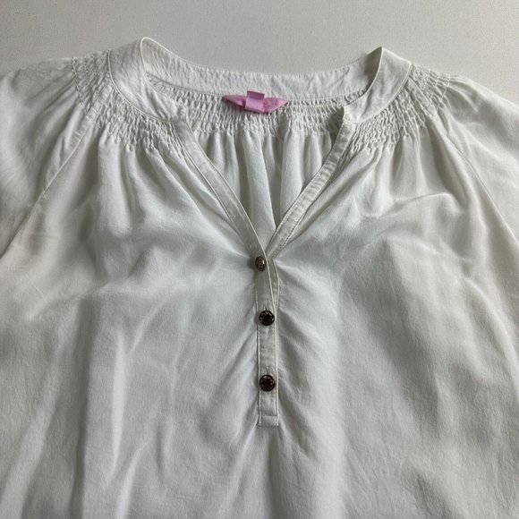 Lilly Pulitzer White‎ 100% Silk V-Neck Long Sleeve Blouse Top Size Small Womens - Picture 4 of 8